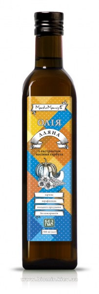 Масло льняное с экстрактом тыквенных семечек ТМ МаслоМания