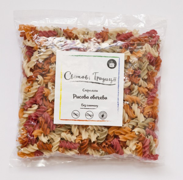 Макароны рисовые овощные, спиральки, без глютена