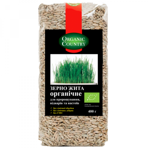 Рожь для проращивания, отваров и настоев органическая, Украина, 400 г, ORGANIC COUNTRY купить с доставкой по Украине